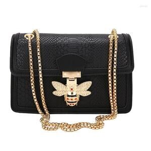 Black Bee Clasp Designer Crossbody Bag